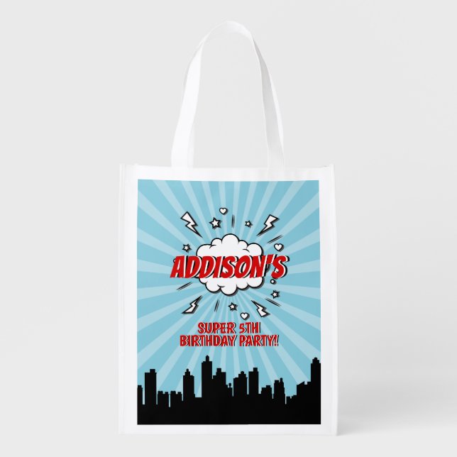 Superhero Comic Birthday Party Tote Bag (Front)