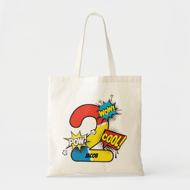 Superhero Comic Book 2nd Birthday Tote Bag (Front)