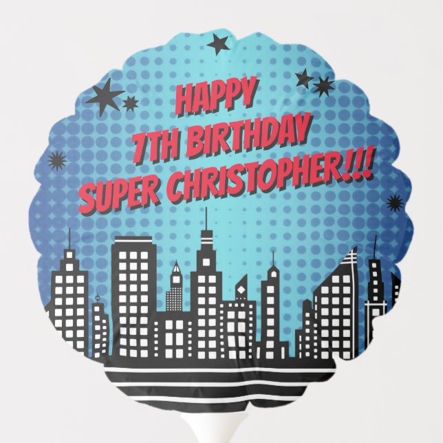 Superhero Comic Book Any Age Birthday Balloon (Back)