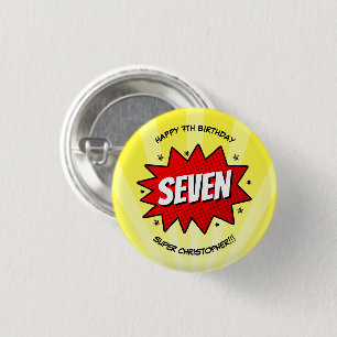 Superhero Comic Book Any Age Birthday Button