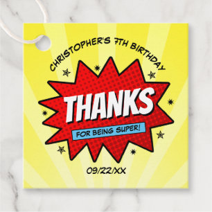 Superhero Comic Book Any Age Birthday Favor Tags
