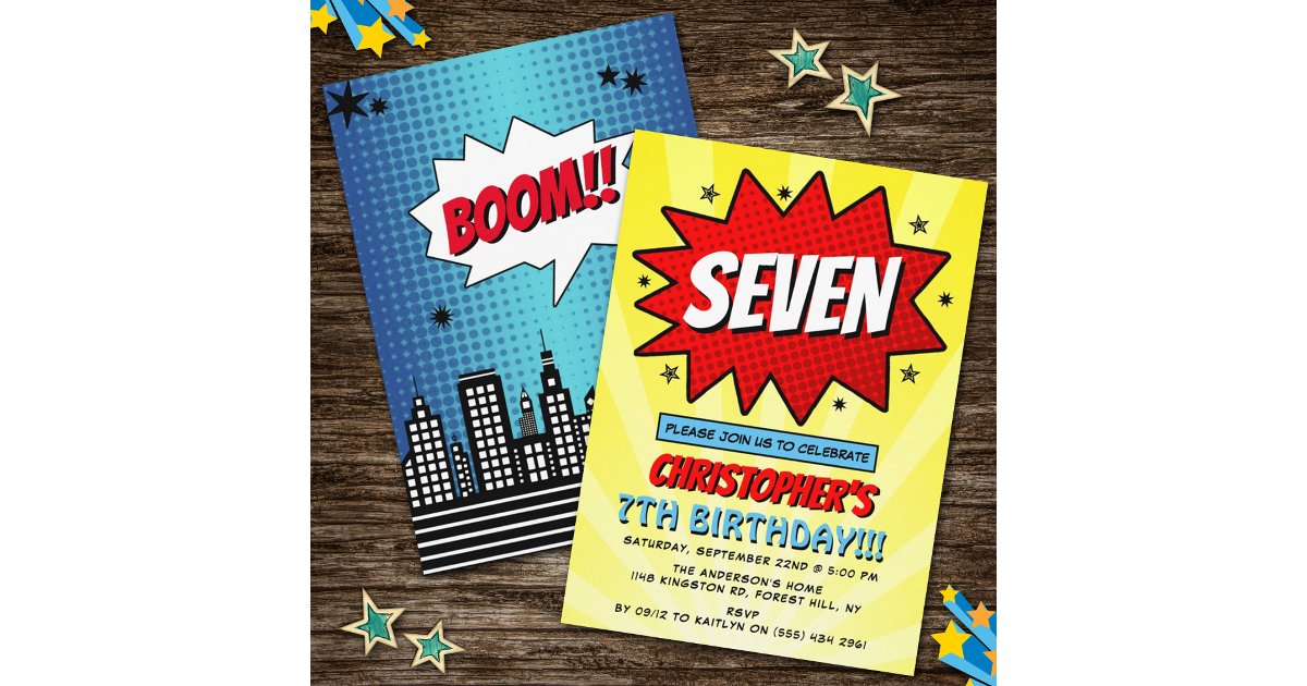 Superhero Comic Book Any Age Birthday Invitations | Zazzle