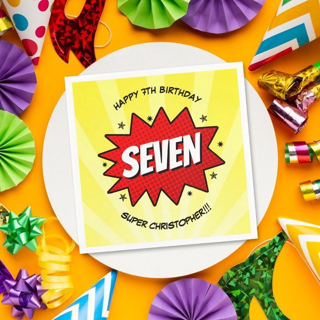 Superhero Comic Book Any Age Birthday Napkins (Creator Uploaded)
