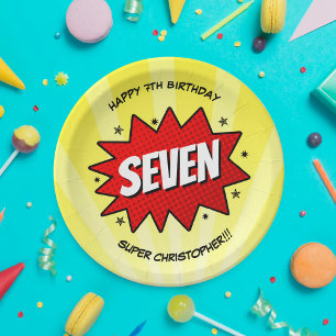 Superhero Comic Book Any Age Birthday Paper Plates