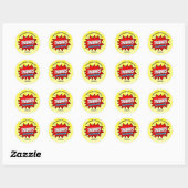 Superhero Comic Book Any Age Birthday Party Favor Classic Round Sticker (Sheet)