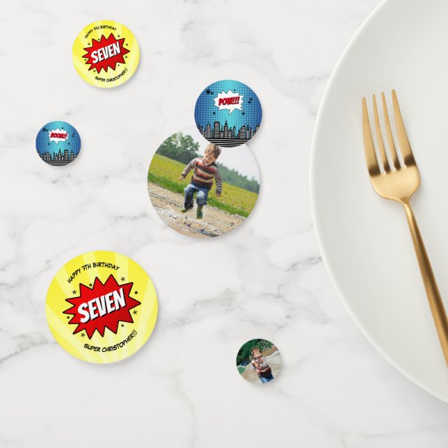 Superhero Comic Book Any Age Birthday Photo Confetti (Group)