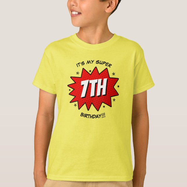 Superhero Comic Book Any Age Birthday T-Shirt (Front)