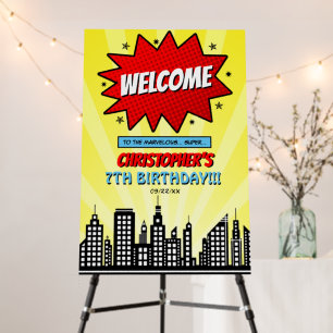 Superhero Comic Book Any Age Birthday Welcome Sign