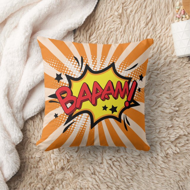 Superhero Comic Book Bam Cartoon Throw Pillow (Blanket)