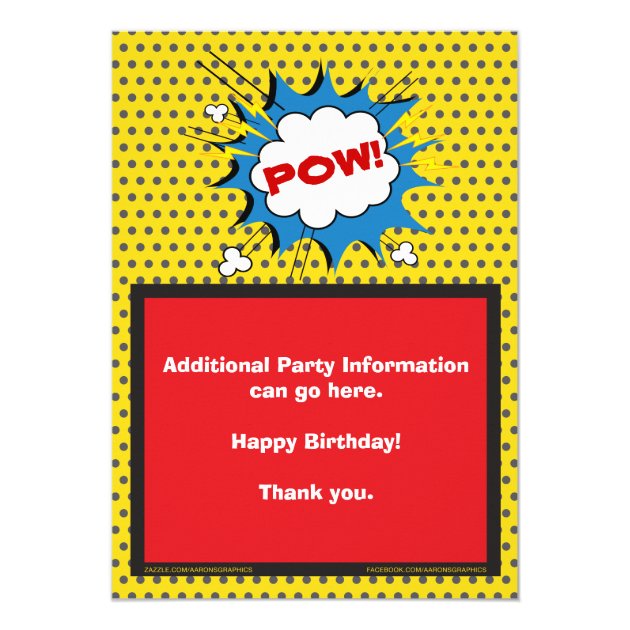 Superhero Comic Book Birthday Invitation