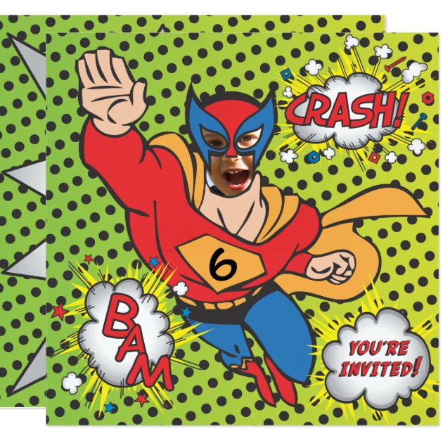 Superhero Comic Book Birthday Party Photo Card