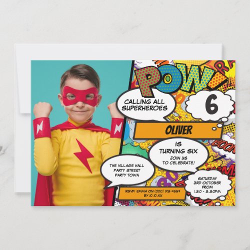Superhero Comic Book Birthday Party Photo Invitati Invitation