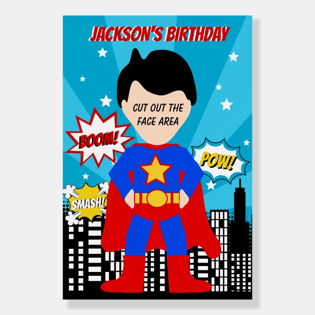 Superhero Comic Book Boy Birthday Photo Booth Foam Board (Front)