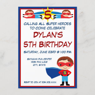 Superhero Comic Book Character Birthday Invitation