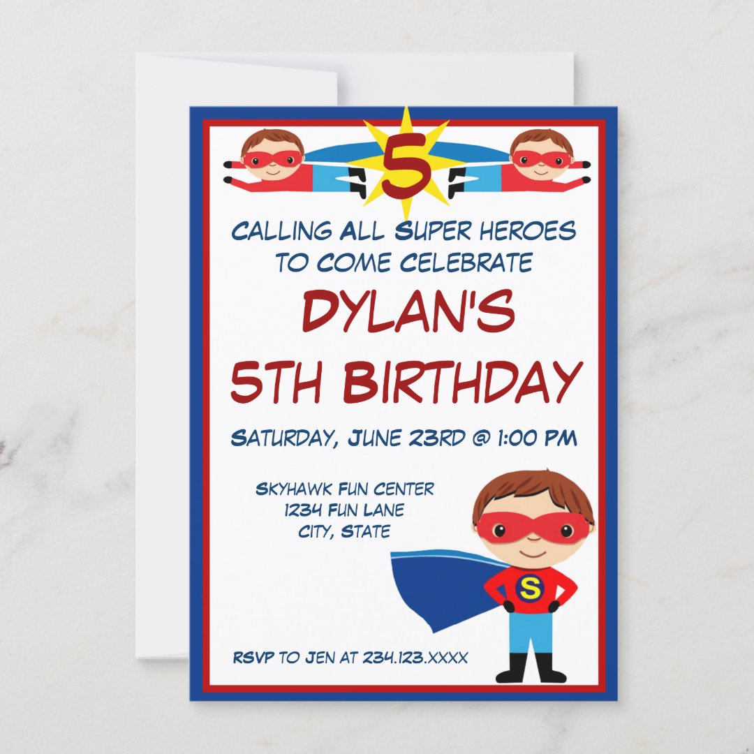 Superhero Comic Book Character Birthday Invitation | Zazzle