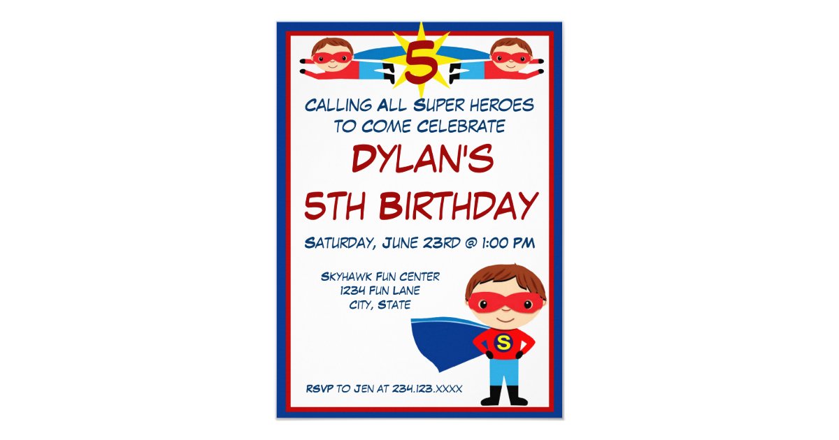 Superhero Comic Book Character Birthday Invitation Zazzle Com