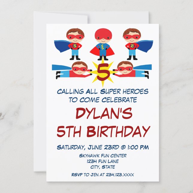 Superhero Comic Book Character Birthday Invitation (Front)