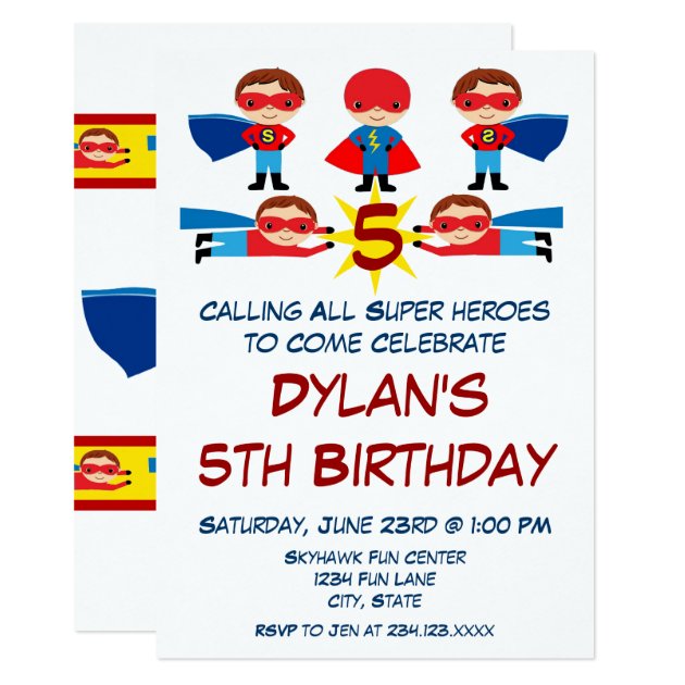 Superhero Comic Book Character Birthday Invitation