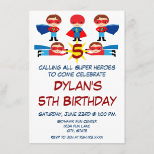 Superhero Comic Book Character Birthday Invitation