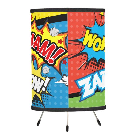 Superhero Comic Book Custom Tripod Lamp (Back)