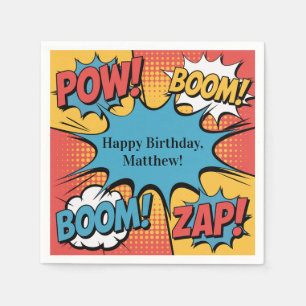 Superhero Comic Book Pop Art Boy Birthday Party Napkins