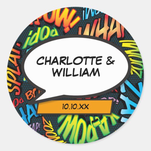 Superhero Comic Book Retro Speech Bubble Classic Round Sticker