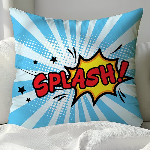 Superhero Comic Book Splash Cartoon Throw Pillow
