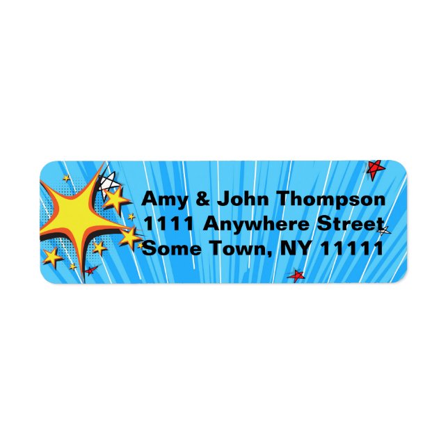 Superhero Comic Book Style Adoption Party Supplies Label (Front)