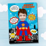 Superhero Comic Book Style Boy Birthday Photo  Invitation