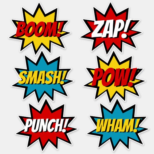Superhero Comic Book Style Six Text Bubbles Sticker
