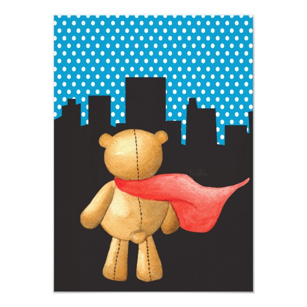 Superhero Comic Book Teddy Boys Birthday Invite