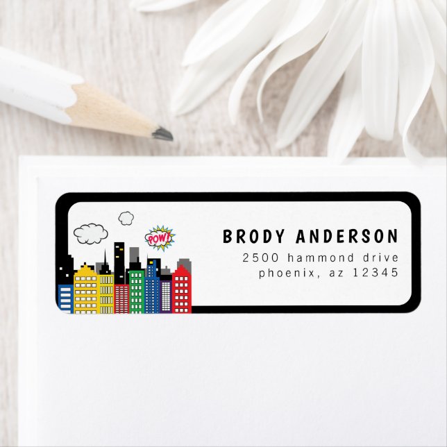 Superhero Comic Book Theme Address Label (Insitu)