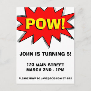 Superhero Comic Book Themed Invitation Template