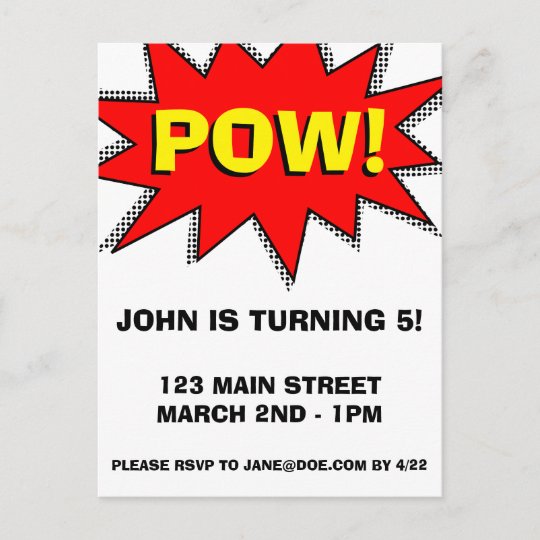 superhero comic book themed invitation template book invitation template