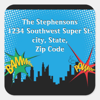 Superhero Comic Boy's Birthday Party Address Label