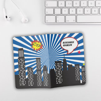 Superhero Comic City Cartoon Kids Children Passport Holder
