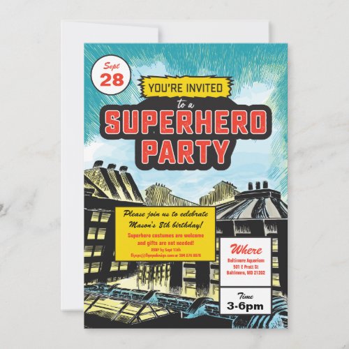 Superhero Comic Party Invitation