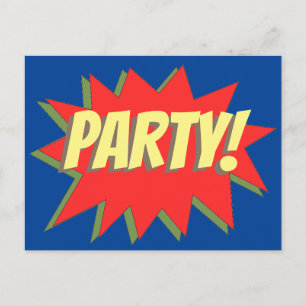 Superhero Comic Party Invitation Postcard