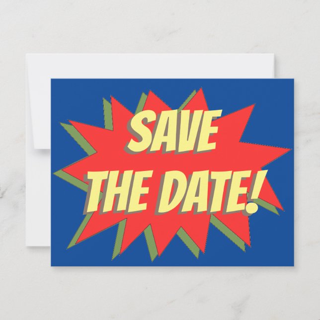 Superhero Comic Save The Date Announcement (Front)
