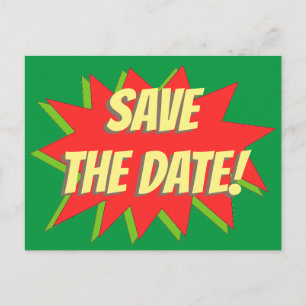 Superhero Comic Save The Date Announcement Postcar Postcard