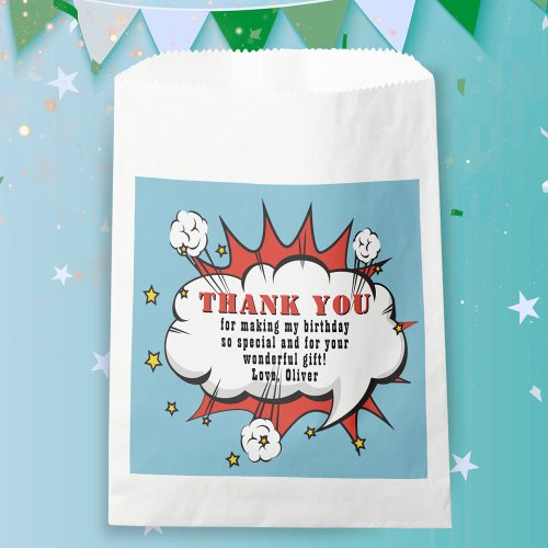 Superhero Comic Speech Bubble Birthday Thank you Favor Bag