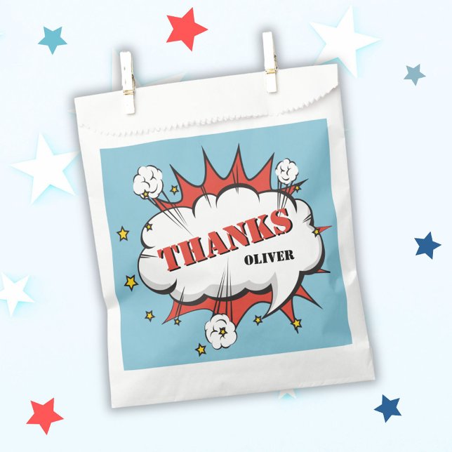 Superhero Comic Speech Bubble Birthday Thanks Favor Bag (Creator Uploaded)