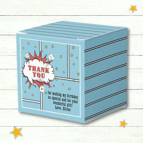 Superhero Comic Speech Bubble Boy Birthday  Favor Boxes