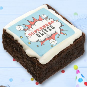 Superhero Comic Speech Bubble Boy Birthday Party Brownie by OneLook at Zazzle