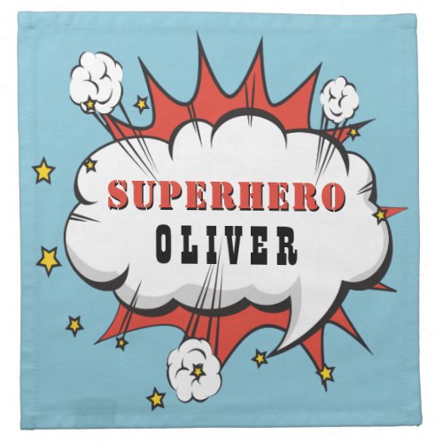 Superhero Comic Speech Bubble Boy Birthday Party Cloth Napkin