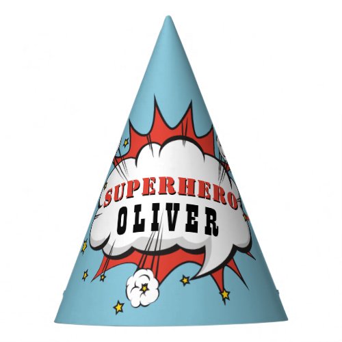 Superhero Comic Speech Bubble Boy Birthday  Party Hat