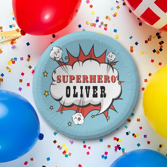 Superhero Comic Speech Bubble Boy Birthday Party Paper Bowls (Creator Uploaded)