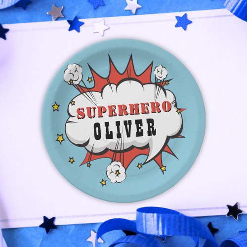 Superhero Comic Speech Bubble Boy Birthday Party Paper Plates