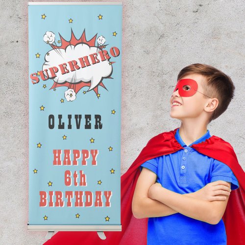Superhero Comic Speech Bubble Boy Birthday Party Retractable Banner