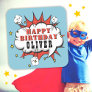 Superhero Comic Speech Bubble Boy Happy Birthday  Square Sticker